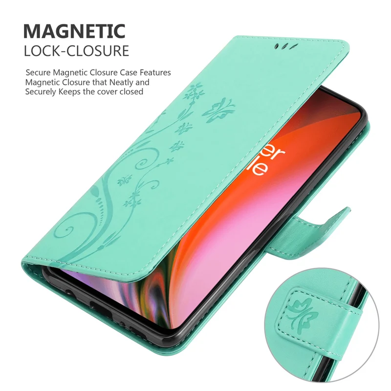 Cadorabo Hülle kompatibel mit OnePlus Nord 2 5G Schutzhülle im Blumen Design mit Magnetverschluss, Standfunktion und Kartenfächern