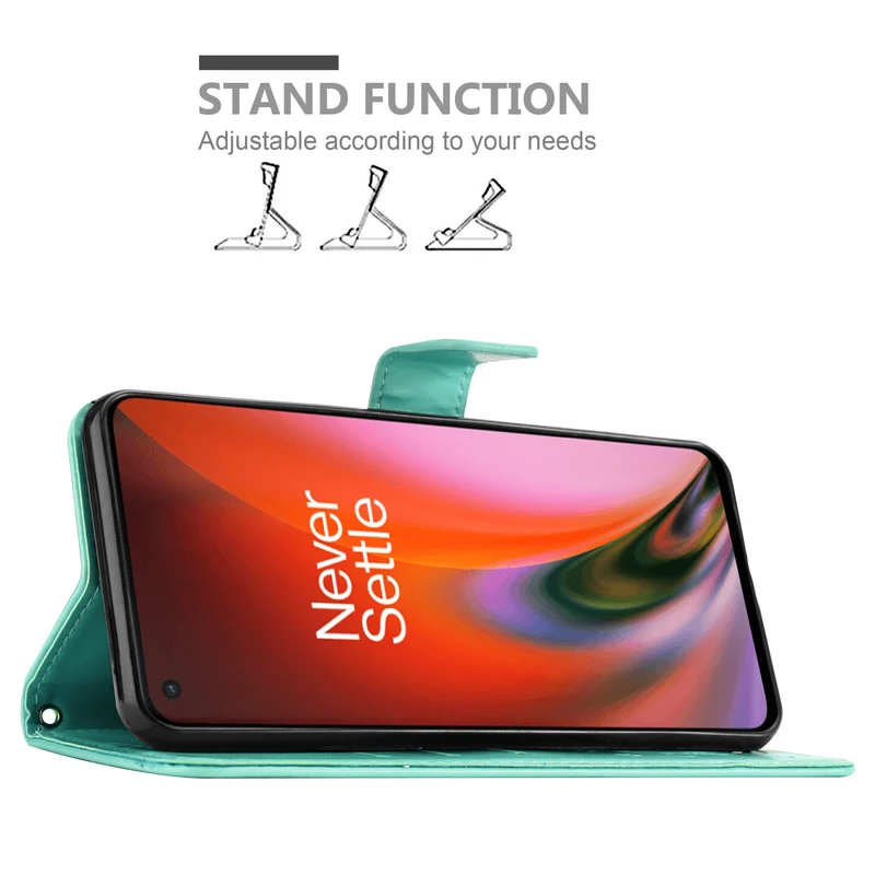 Cadorabo Hülle kompatibel mit OnePlus Nord 2 5G Schutzhülle im Blumen Design mit Magnetverschluss, Standfunktion und Kartenfächern