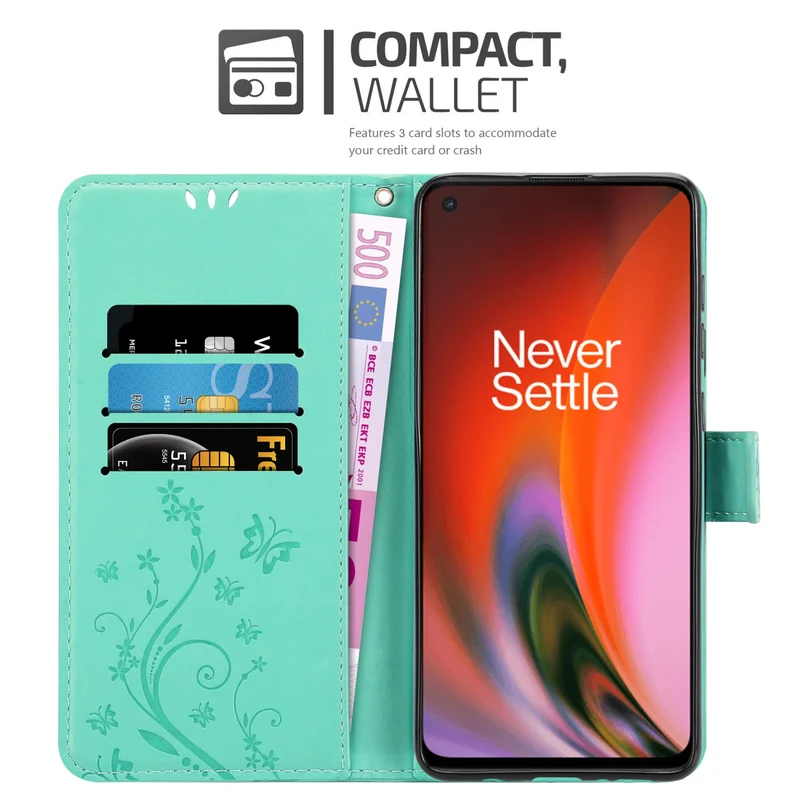 Cadorabo Hülle kompatibel mit OnePlus Nord 2 5G Schutzhülle im Blumen Design mit Magnetverschluss, Standfunktion und Kartenfächern