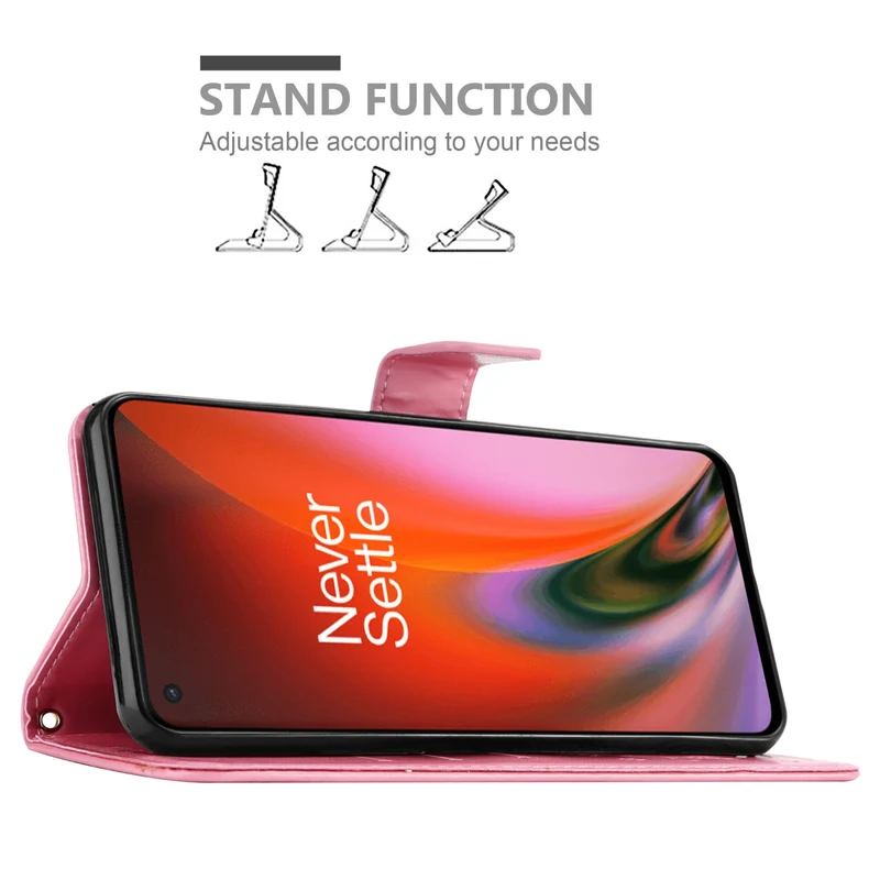 Cadorabo Hülle kompatibel mit OnePlus Nord 2 5G Schutzhülle im Blumen Design mit Magnetverschluss, Standfunktion und Kartenfächern