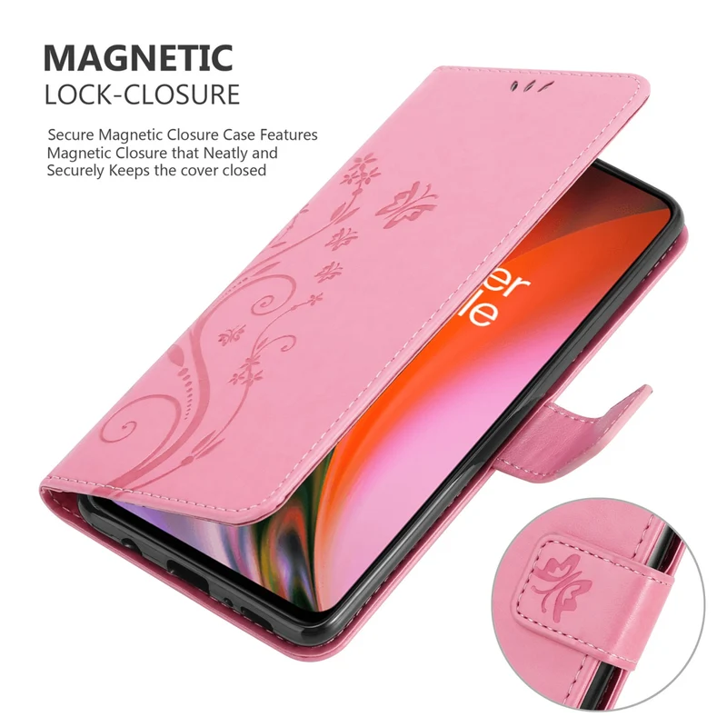 Cadorabo Hülle kompatibel mit OnePlus Nord 2 5G Schutzhülle im Blumen Design mit Magnetverschluss, Standfunktion und Kartenfächern
