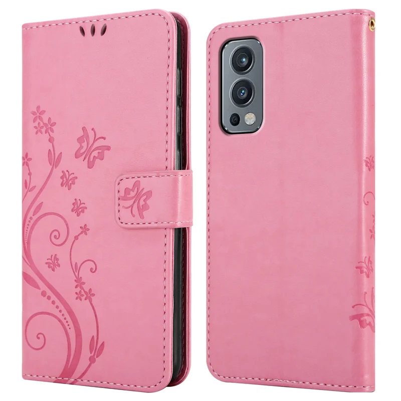 Cadorabo Hülle kompatibel mit OnePlus Nord 2 5G Schutzhülle im Blumen Design mit Magnetverschluss, Standfunktion und Kartenfächern