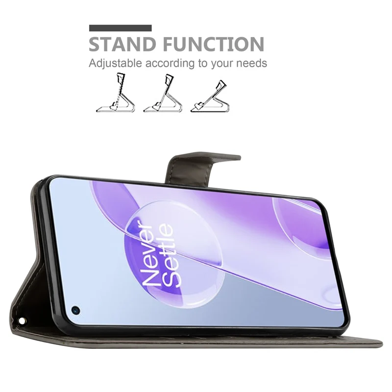 Cadorabo Hülle kompatibel mit OnePlus 9RT 5G Schutzhülle im Blumen Design mit Magnetverschluss, Standfunktion und Kartenfächern