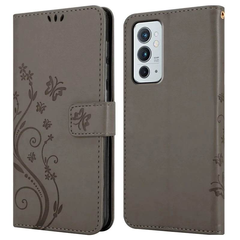 Cadorabo Hülle kompatibel mit OnePlus 9RT 5G Schutzhülle im Blumen Design mit Magnetverschluss, Standfunktion und Kartenfächern