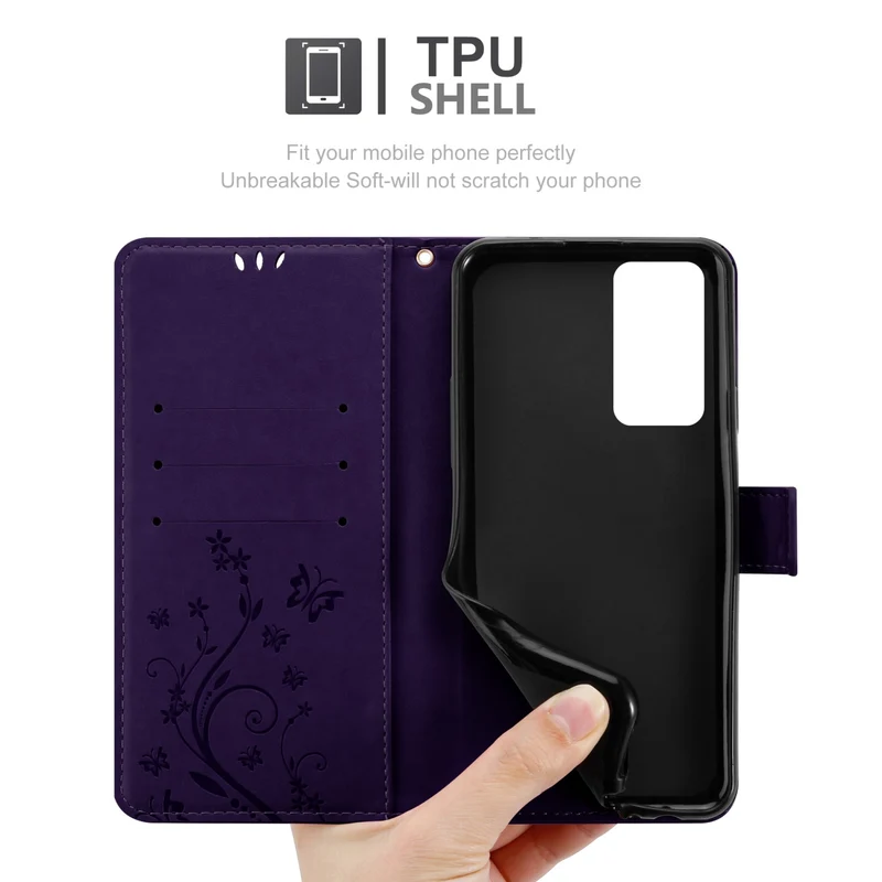 Cadorabo Hülle kompatibel mit OnePlus 9RT 5G Schutzhülle im Blumen Design mit Magnetverschluss, Standfunktion und Kartenfächern