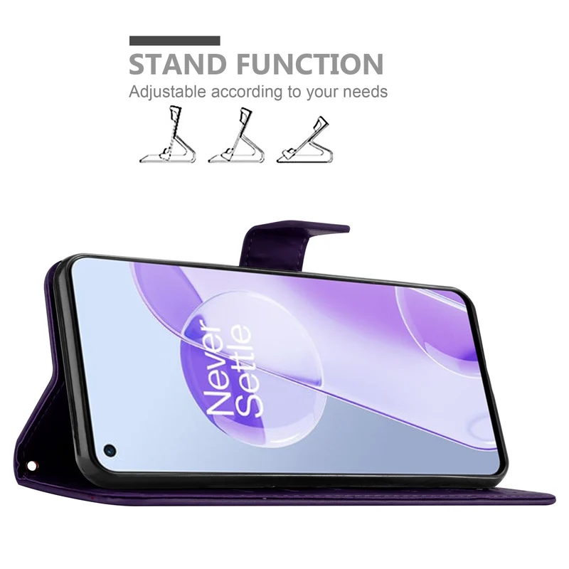 Cadorabo Hülle kompatibel mit OnePlus 9RT 5G Schutzhülle im Blumen Design mit Magnetverschluss, Standfunktion und Kartenfächern