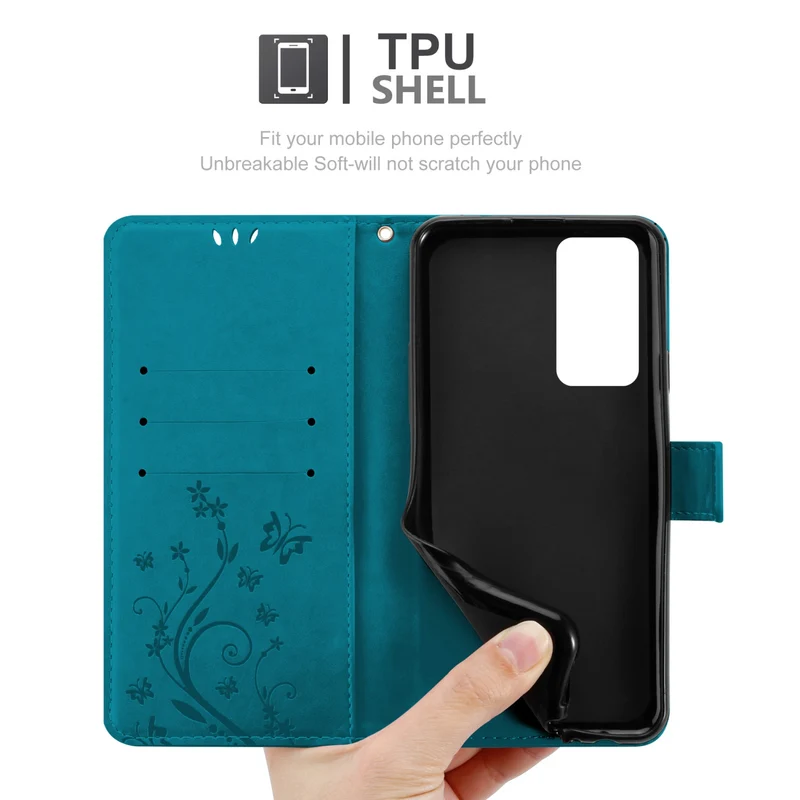 Cadorabo Hülle kompatibel mit OnePlus 9RT 5G Schutzhülle im Blumen Design mit Magnetverschluss, Standfunktion und Kartenfächern