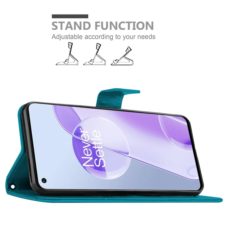 Cadorabo Hülle kompatibel mit OnePlus 9RT 5G Schutzhülle im Blumen Design mit Magnetverschluss, Standfunktion und Kartenfächern