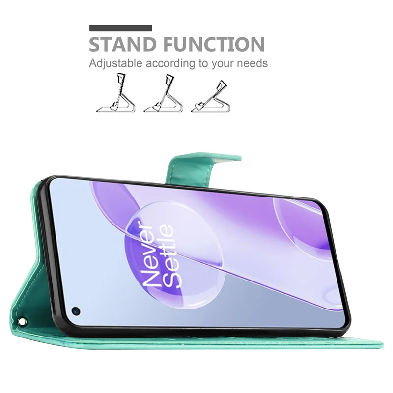 Cadorabo Hülle kompatibel mit OnePlus 9RT 5G Schutzhülle im Blumen Design mit Magnetverschluss, Standfunktion und Kartenfächern