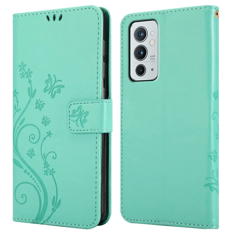 Cadorabo Hülle kompatibel mit OnePlus 9RT 5G Schutzhülle im Blumen Design mit Magnetverschluss, Standfunktion und Kartenfächern