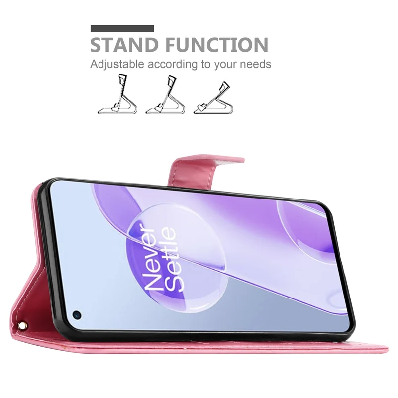 Cadorabo Hülle kompatibel mit OnePlus 9RT 5G Schutzhülle im Blumen Design mit Magnetverschluss, Standfunktion und Kartenfächern
