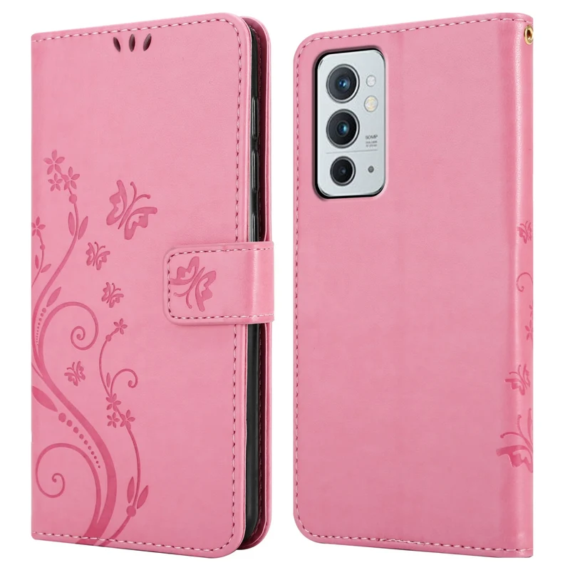 Cadorabo Hülle kompatibel mit OnePlus 9RT 5G Schutzhülle im Blumen Design mit Magnetverschluss, Standfunktion und Kartenfächern