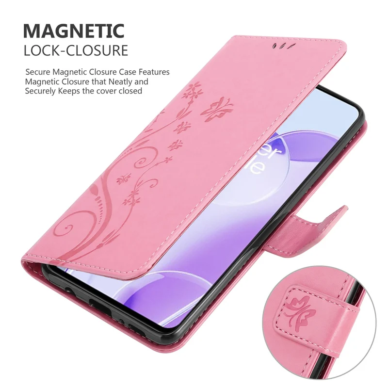 Cadorabo Hülle kompatibel mit OnePlus 9RT 5G Schutzhülle im Blumen Design mit Magnetverschluss, Standfunktion und Kartenfächern