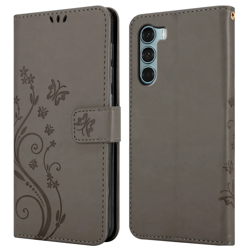 Cadorabo Hülle kompatibel mit Motorola MOTO G200 5G Schutzhülle im Blumen Design mit Magnetverschluss, Standfunktion und Kartenfächern