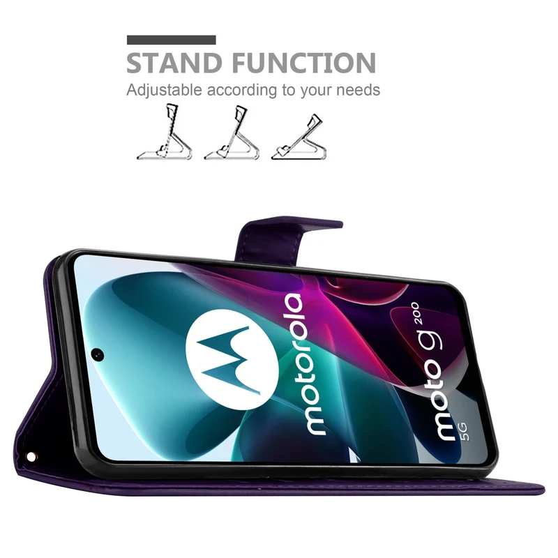 Cadorabo Hülle kompatibel mit Motorola MOTO G200 5G Schutzhülle im Blumen Design mit Magnetverschluss, Standfunktion und Kartenfächern