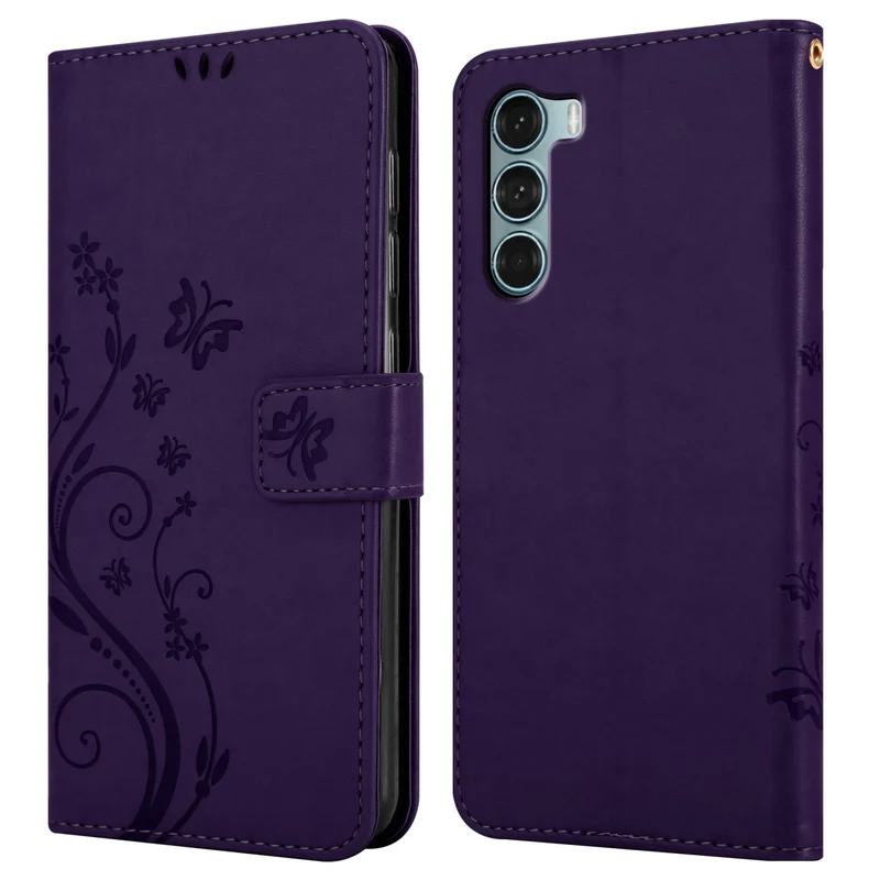 Cadorabo Hülle kompatibel mit Motorola MOTO G200 5G Schutzhülle im Blumen Design mit Magnetverschluss, Standfunktion und Kartenfächern