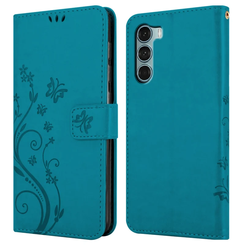 Cadorabo Hülle kompatibel mit Motorola MOTO G200 5G Schutzhülle im Blumen Design mit Magnetverschluss, Standfunktion und Kartenfächern