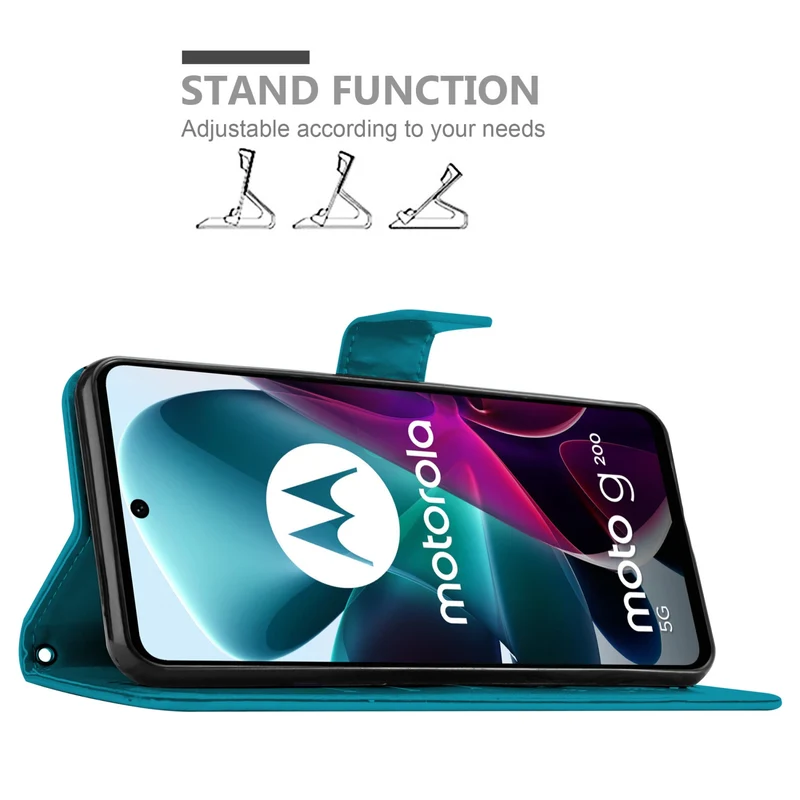Cadorabo Hülle kompatibel mit Motorola MOTO G200 5G Schutzhülle im Blumen Design mit Magnetverschluss, Standfunktion und Kartenfächern