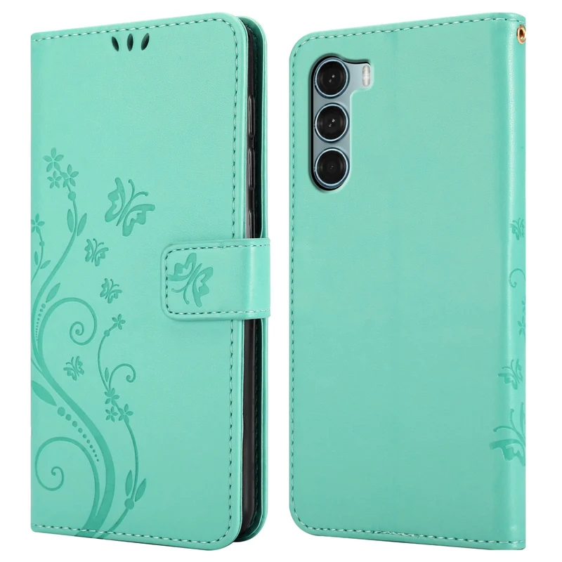 Cadorabo Hülle kompatibel mit Motorola MOTO G200 5G Schutzhülle im Blumen Design mit Magnetverschluss, Standfunktion und Kartenfächern