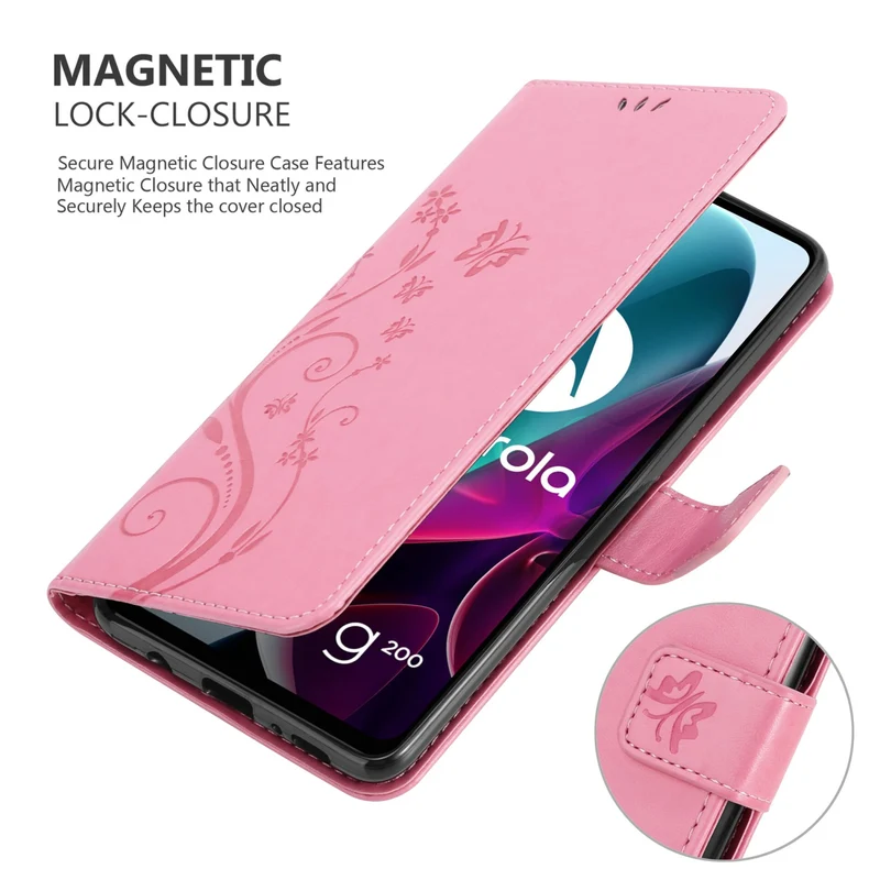 Cadorabo Hülle kompatibel mit Motorola MOTO G200 5G Schutzhülle im Blumen Design mit Magnetverschluss, Standfunktion und Kartenfächern