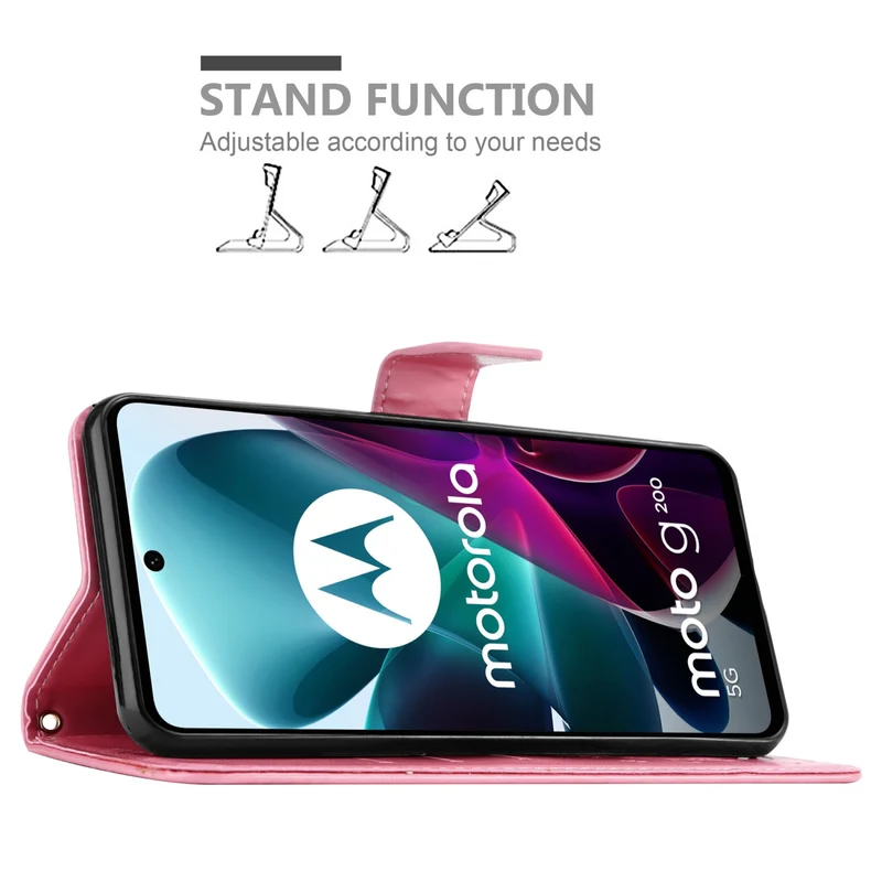 Cadorabo Hülle kompatibel mit Motorola MOTO G200 5G Schutzhülle im Blumen Design mit Magnetverschluss, Standfunktion und Kartenfächern