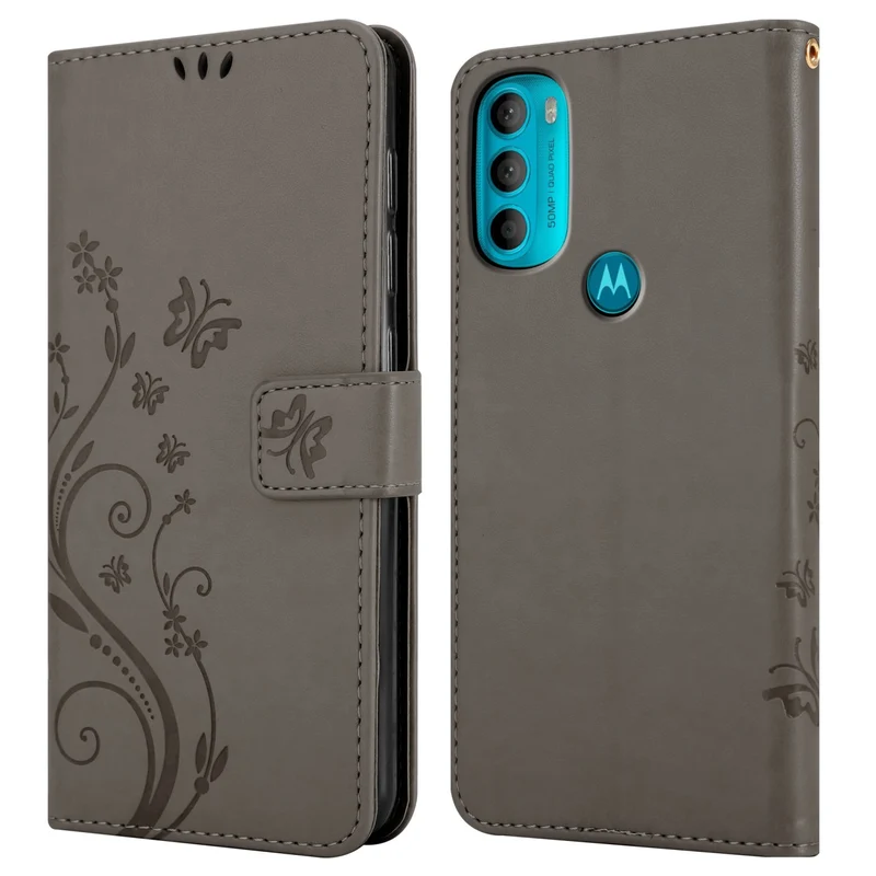 Cadorabo Hülle kompatibel mit Motorola MOTO G71 5G Schutzhülle im Blumen Design mit Magnetverschluss, Standfunktion und Kartenfächern