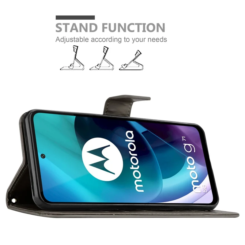 Cadorabo Hülle kompatibel mit Motorola MOTO G71 5G Schutzhülle im Blumen Design mit Magnetverschluss, Standfunktion und Kartenfächern