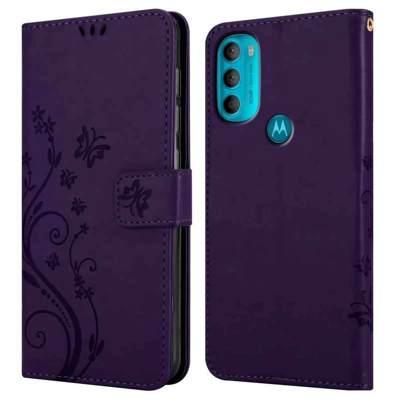 Cadorabo Hülle kompatibel mit Motorola MOTO G71 5G Schutzhülle im Blumen Design mit Magnetverschluss, Standfunktion und Kartenfächern