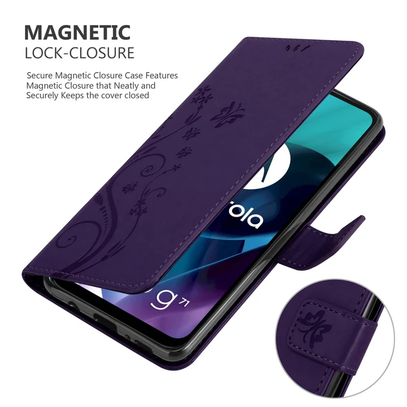 Cadorabo Hülle kompatibel mit Motorola MOTO G71 5G Schutzhülle im Blumen Design mit Magnetverschluss, Standfunktion und Kartenfächern