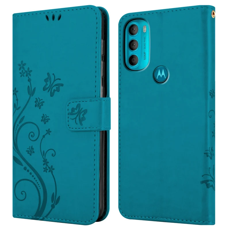 Cadorabo Hülle kompatibel mit Motorola MOTO G71 5G Schutzhülle im Blumen Design mit Magnetverschluss, Standfunktion und Kartenfächern