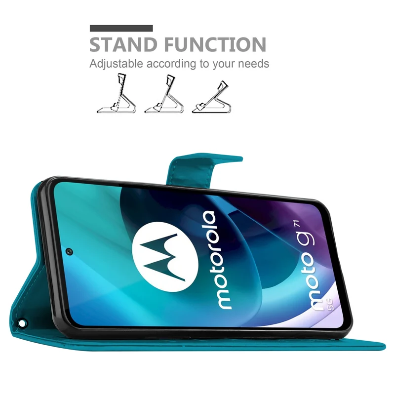 Cadorabo Hülle kompatibel mit Motorola MOTO G71 5G Schutzhülle im Blumen Design mit Magnetverschluss, Standfunktion und Kartenfächern