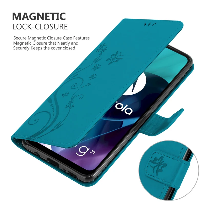 Cadorabo Hülle kompatibel mit Motorola MOTO G71 5G Schutzhülle im Blumen Design mit Magnetverschluss, Standfunktion und Kartenfächern