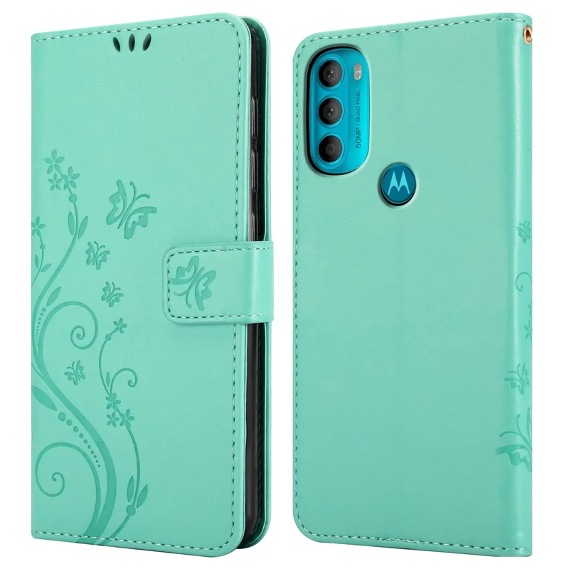 Cadorabo Hülle kompatibel mit Motorola MOTO G71 5G Schutzhülle im Blumen Design mit Magnetverschluss, Standfunktion und Kartenfächern