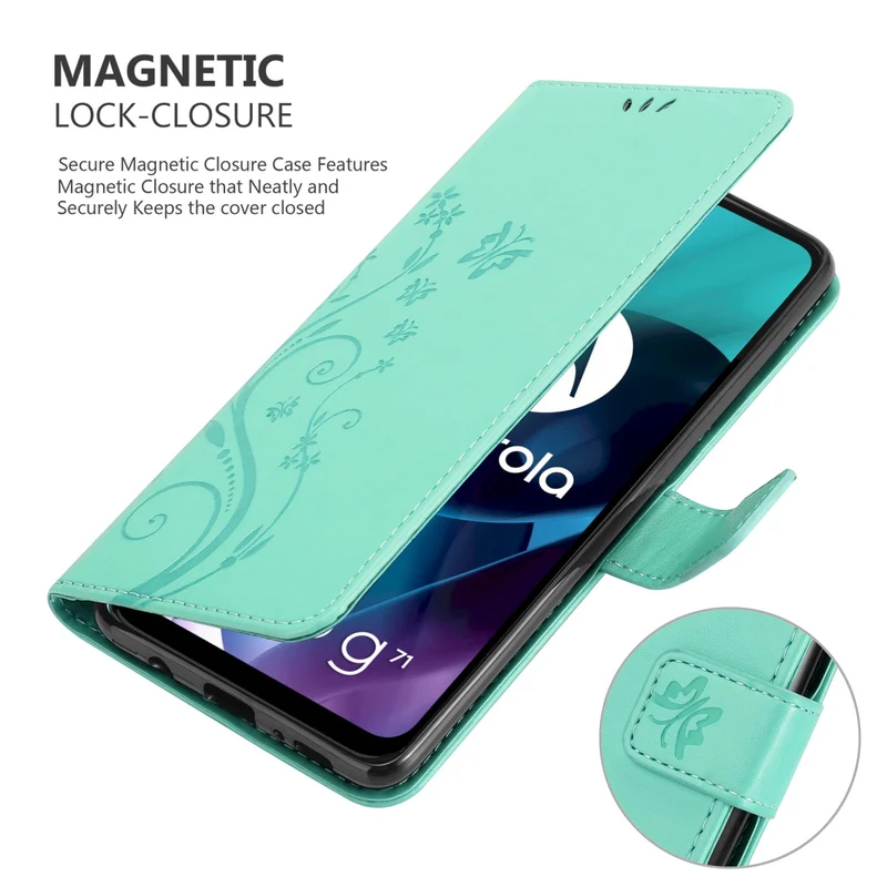 Cadorabo Hülle kompatibel mit Motorola MOTO G71 5G Schutzhülle im Blumen Design mit Magnetverschluss, Standfunktion und Kartenfächern