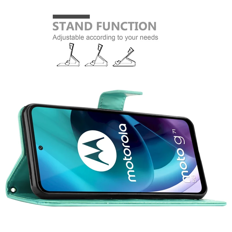 Cadorabo Hülle kompatibel mit Motorola MOTO G71 5G Schutzhülle im Blumen Design mit Magnetverschluss, Standfunktion und Kartenfächern