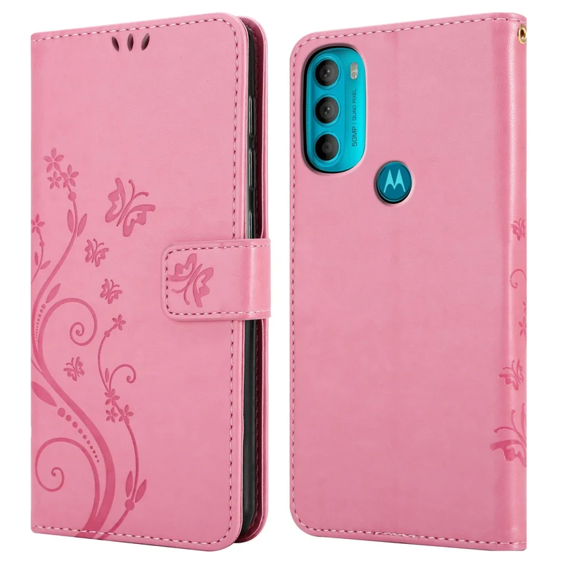 Cadorabo Hülle kompatibel mit Motorola MOTO G71 5G Schutzhülle im Blumen Design mit Magnetverschluss, Standfunktion und Kartenfächern
