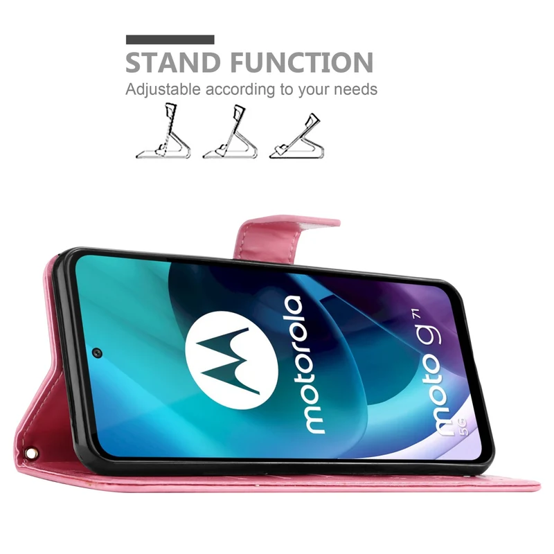 Cadorabo Hülle kompatibel mit Motorola MOTO G71 5G Schutzhülle im Blumen Design mit Magnetverschluss, Standfunktion und Kartenfächern