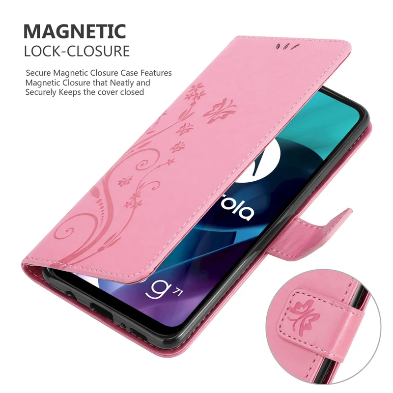 Cadorabo Hülle kompatibel mit Motorola MOTO G71 5G Schutzhülle im Blumen Design mit Magnetverschluss, Standfunktion und Kartenfächern