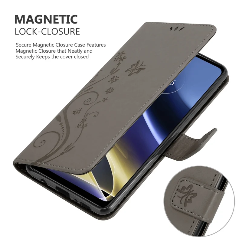 Cadorabo Hülle kompatibel mit Motorola MOTO G51 5G Schutzhülle im Blumen Design mit Magnetverschluss, Standfunktion und Kartenfächern
