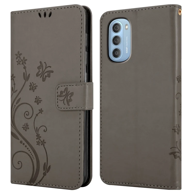 Cadorabo Hülle kompatibel mit Motorola MOTO G51 5G Schutzhülle im Blumen Design mit Magnetverschluss, Standfunktion und Kartenfächern
