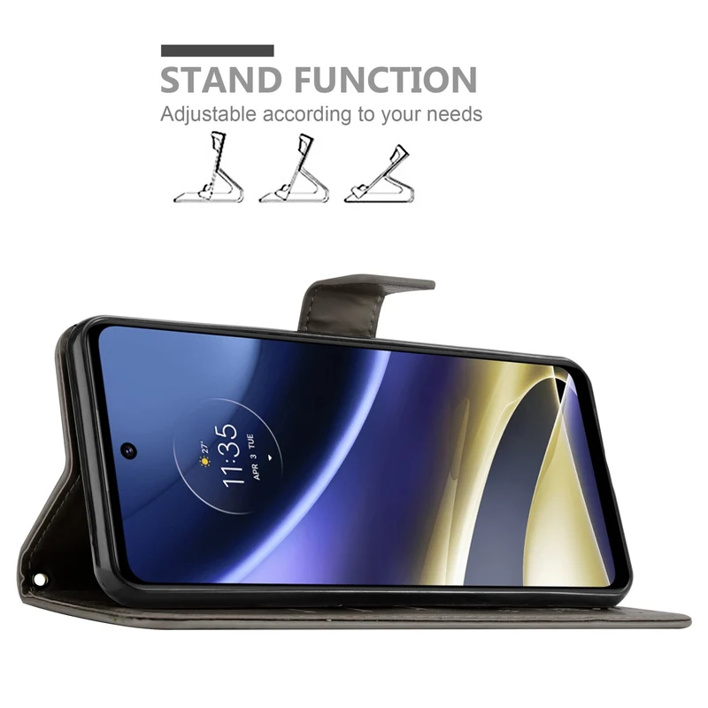 Cadorabo Hülle kompatibel mit Motorola MOTO G51 5G Schutzhülle im Blumen Design mit Magnetverschluss, Standfunktion und Kartenfächern
