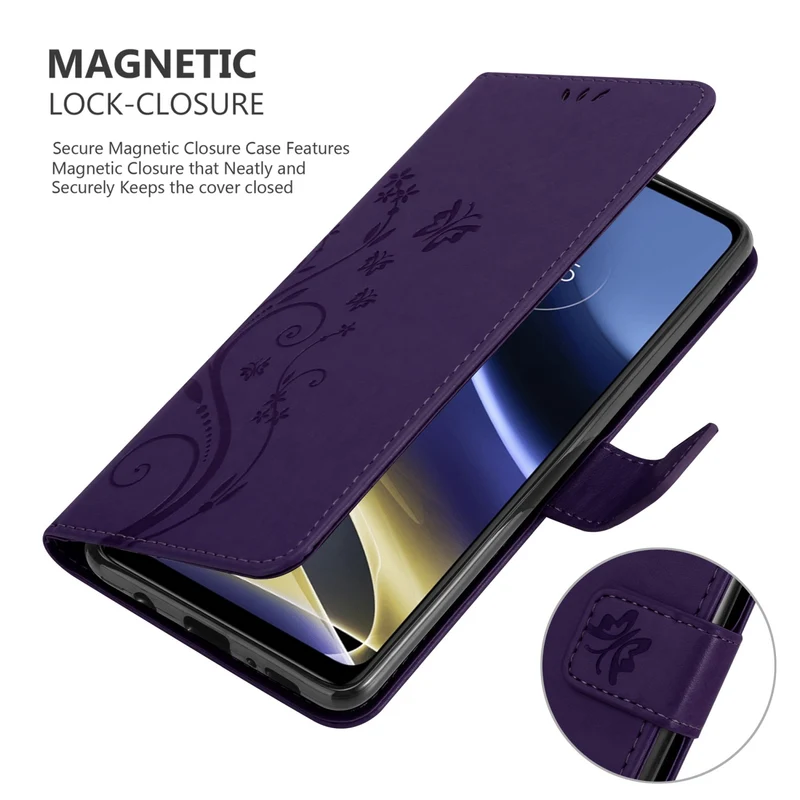 Cadorabo Hülle kompatibel mit Motorola MOTO G51 5G Schutzhülle im Blumen Design mit Magnetverschluss, Standfunktion und Kartenfächern
