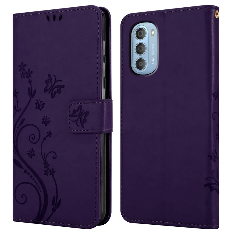 Cadorabo Hülle kompatibel mit Motorola MOTO G51 5G Schutzhülle im Blumen Design mit Magnetverschluss, Standfunktion und Kartenfächern