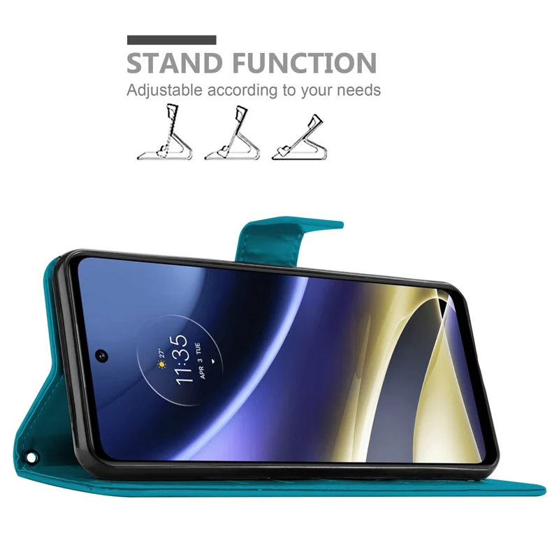 Cadorabo Hülle kompatibel mit Motorola MOTO G51 5G Schutzhülle im Blumen Design mit Magnetverschluss, Standfunktion und Kartenfächern