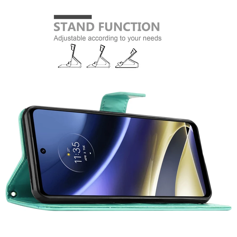 Cadorabo Hülle kompatibel mit Motorola MOTO G51 5G Schutzhülle im Blumen Design mit Magnetverschluss, Standfunktion und Kartenfächern