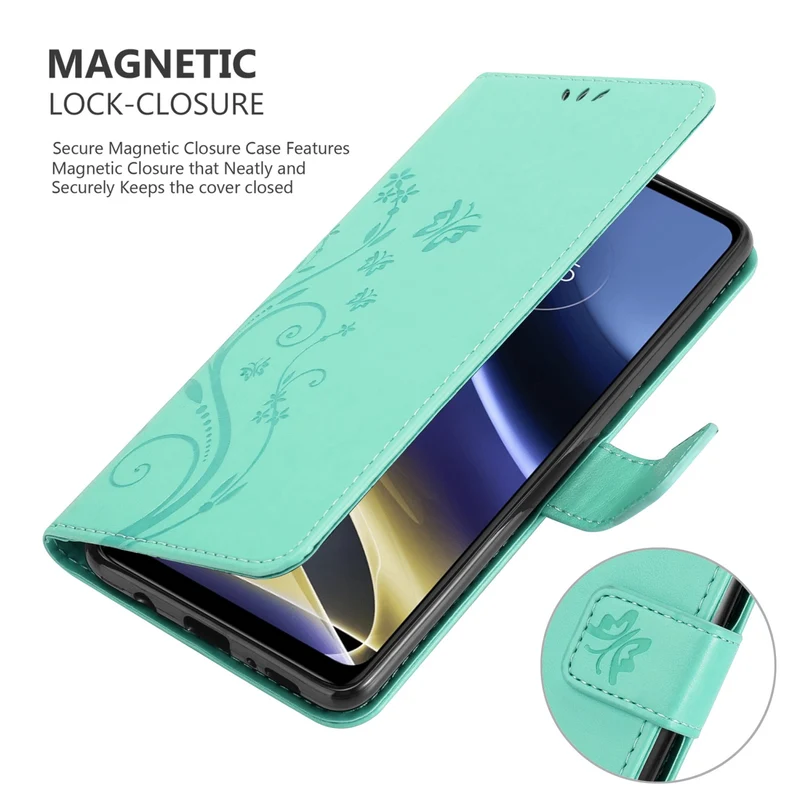 Cadorabo Hülle kompatibel mit Motorola MOTO G51 5G Schutzhülle im Blumen Design mit Magnetverschluss, Standfunktion und Kartenfächern