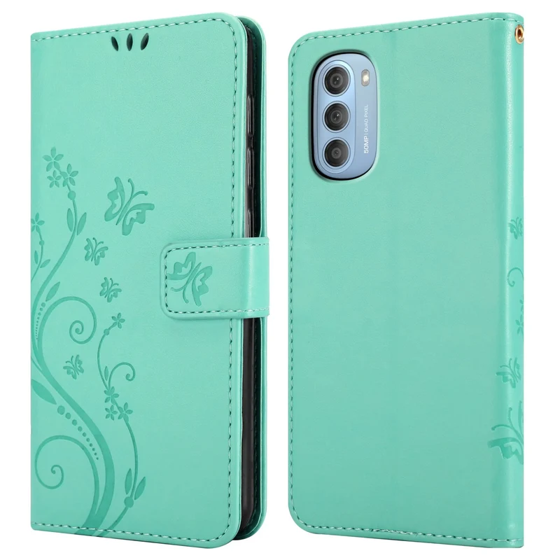 Cadorabo Hülle kompatibel mit Motorola MOTO G51 5G Schutzhülle im Blumen Design mit Magnetverschluss, Standfunktion und Kartenfächern