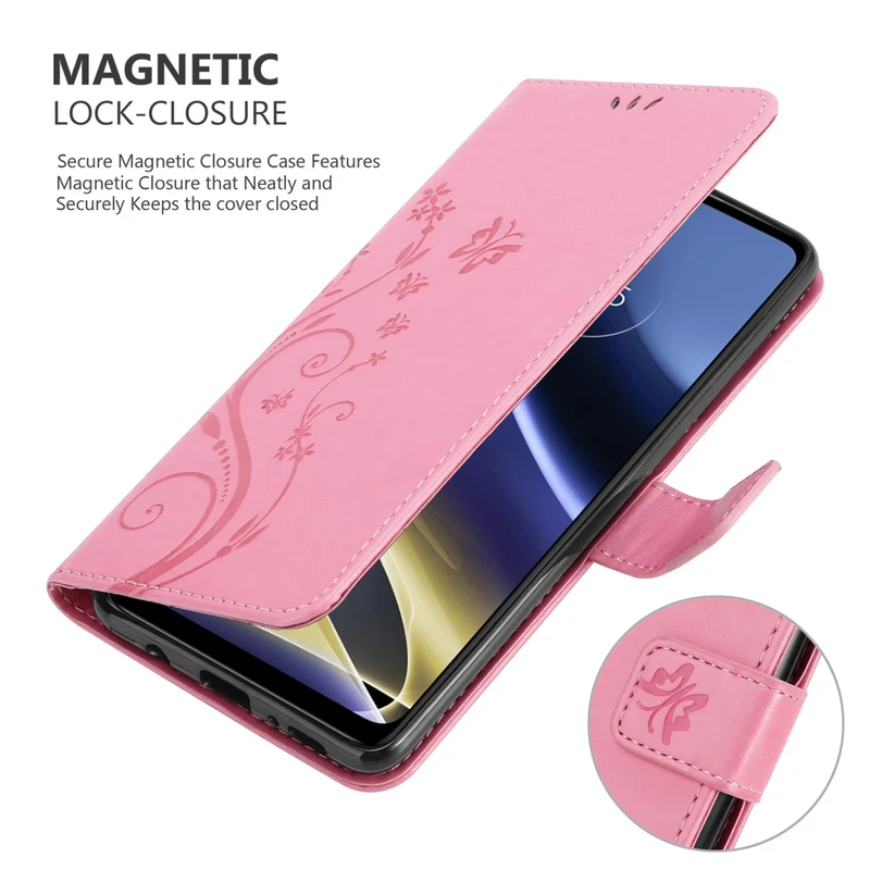 Cadorabo Hülle kompatibel mit Motorola MOTO G51 5G Schutzhülle im Blumen Design mit Magnetverschluss, Standfunktion und Kartenfächern