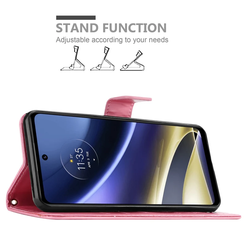 Cadorabo Hülle kompatibel mit Motorola MOTO G51 5G Schutzhülle im Blumen Design mit Magnetverschluss, Standfunktion und Kartenfächern