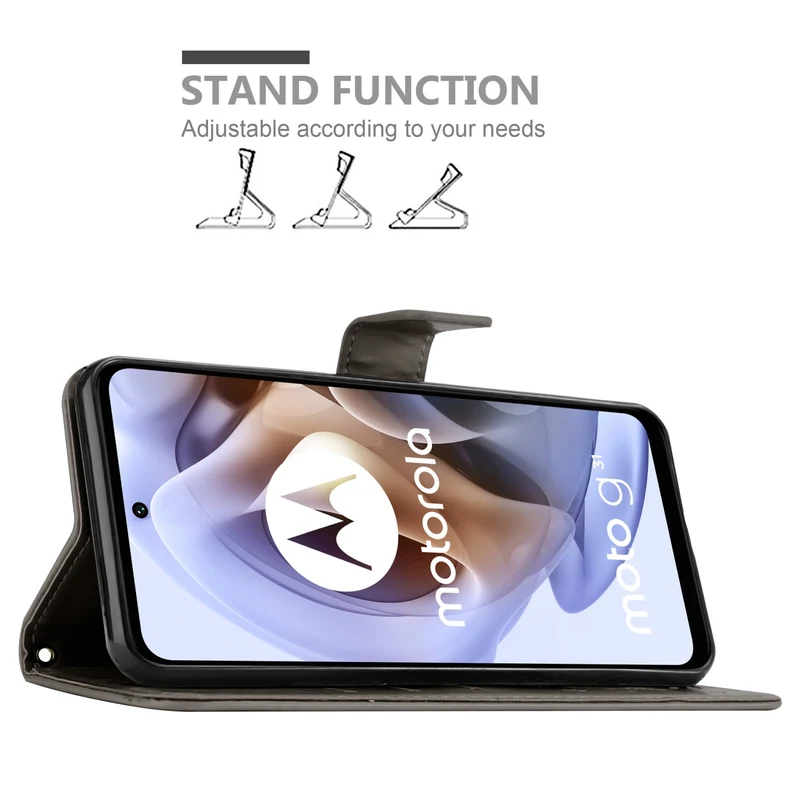 Cadorabo Hülle kompatibel mit Motorola MOTO G31 / G41 Schutzhülle im Blumen Design mit Magnetverschluss, Standfunktion und Kartenfächern